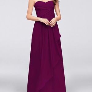 Strapless Crinkle chiffon bridesmaid/prom dress